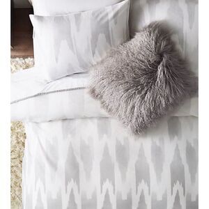 Restoration Hardware Ombre Flame Ikat Duvet Cover Cotton Twin Grey NEW